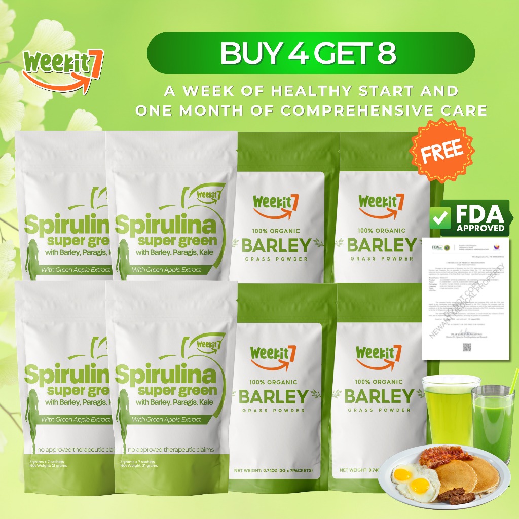 【Buy 4 Get 8 】Weekit7 Superfood Combo,Spirulina,Barley Grass,Boost ...