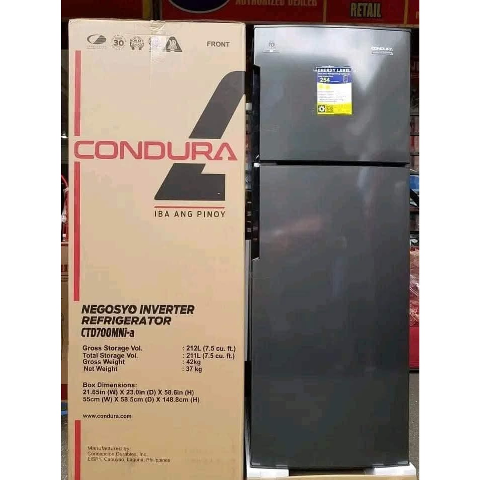 BRAND NEW CONDURA 7.5CU FT TWO DOOR INVERTER REFRIGERATOR | Shopee ...