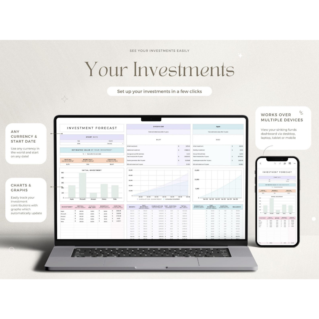 Digital Planner, Investment Tracker Stock Portfolio Spreadsheet Google ...