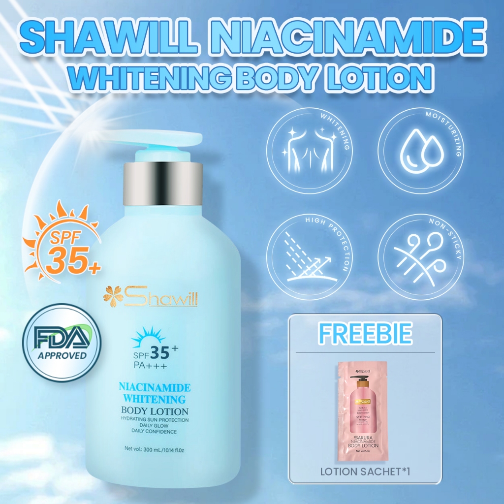 【Free gift】Shawill lotion Niacinamide Whitening Body Lotion With SPF35 ...