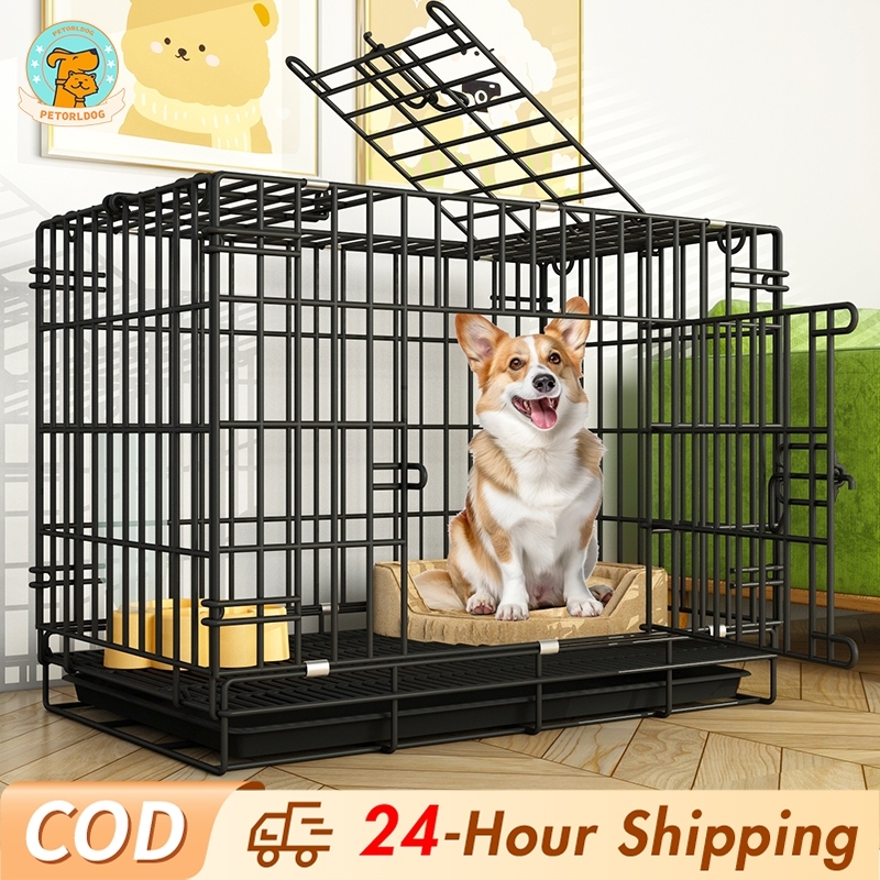 Heavy Duty Dog Cage with Poop Tray Metal Free Space Pet Cage Animals ...