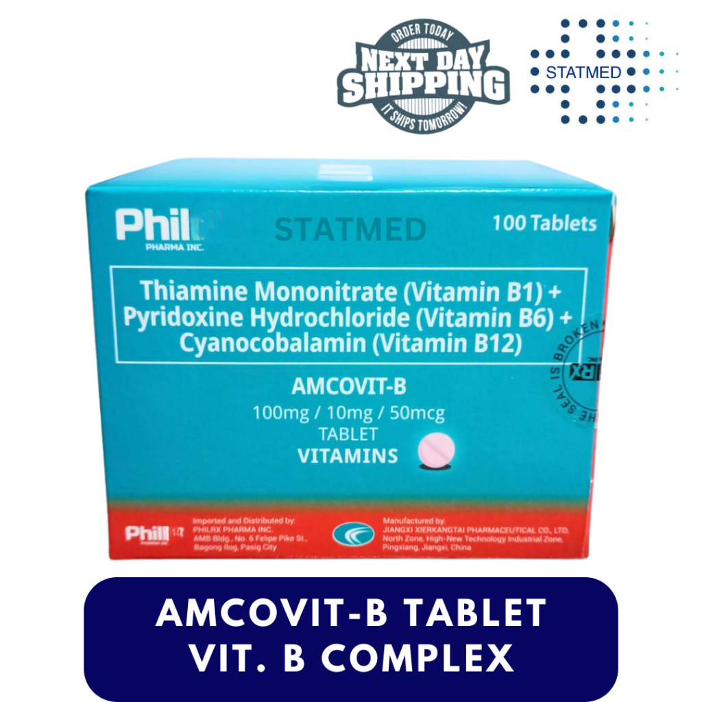 Amcovit-B Tablet Vitamin B1 B6 B12 l 10, 50 & 100 Tabs | Shopee Philippines