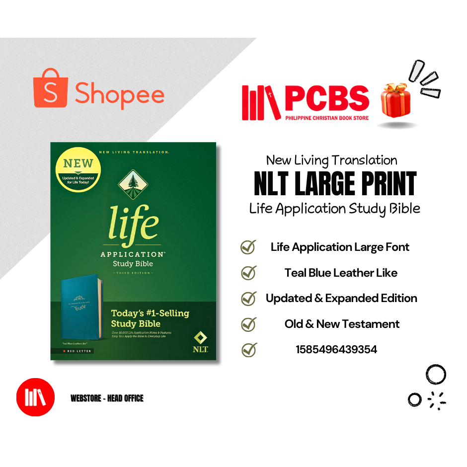 PCBS NLT Large Print Life Application Study Bible (FONT SIZE 10.75/RED ...