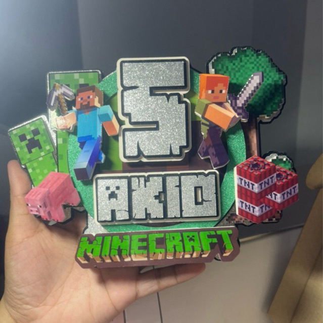 Minecraft V2 Cake Topper Layered | Shopee Philippines
