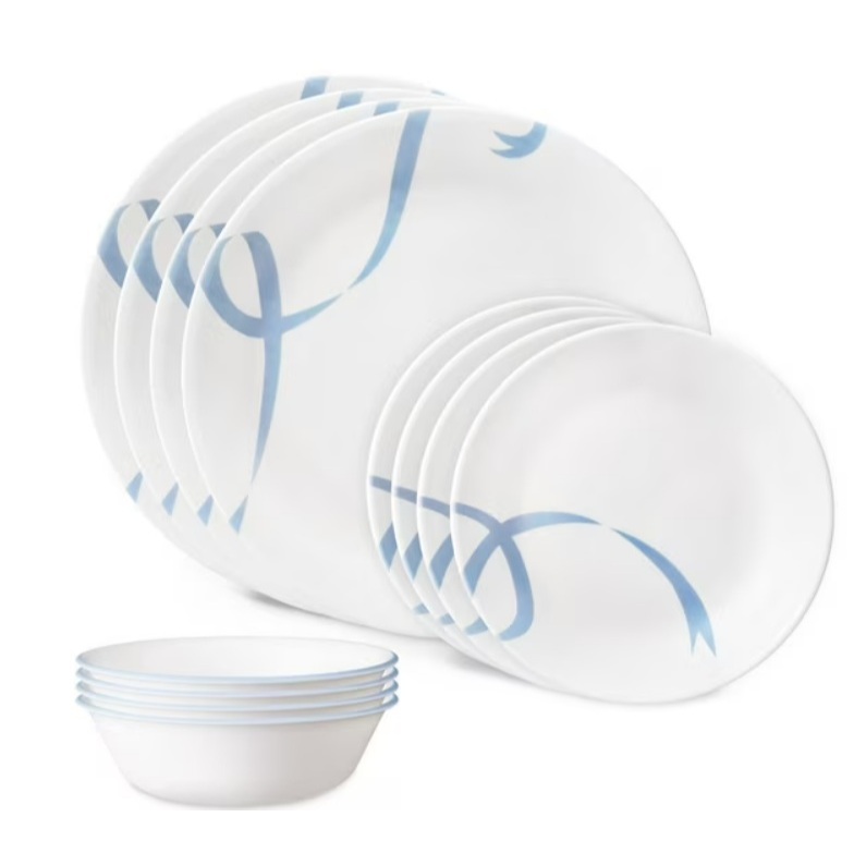 New and ORIGINAL - Corelle® Vitrelle® Blue Ribbons 12-pc Dinnerware Set ...