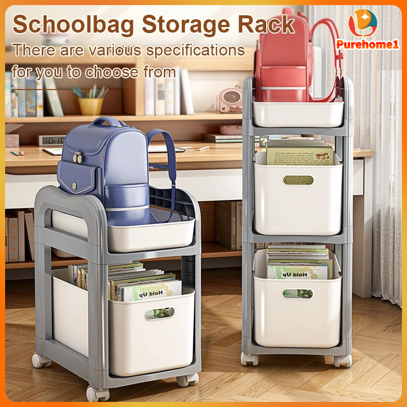 2 Layered Storage Bookshelf School bag rack Office storage Desk Storage ...