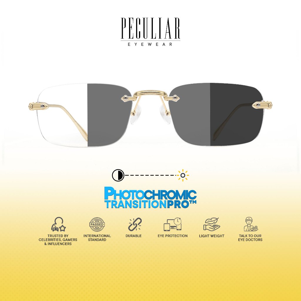 Peculiar Atlas Rimless Metal Photochromic Glasses Anti Radiation ...