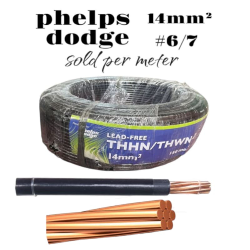 phelps dodge brand THHN wire #6/7 14mm² stranded sold per meter good ...