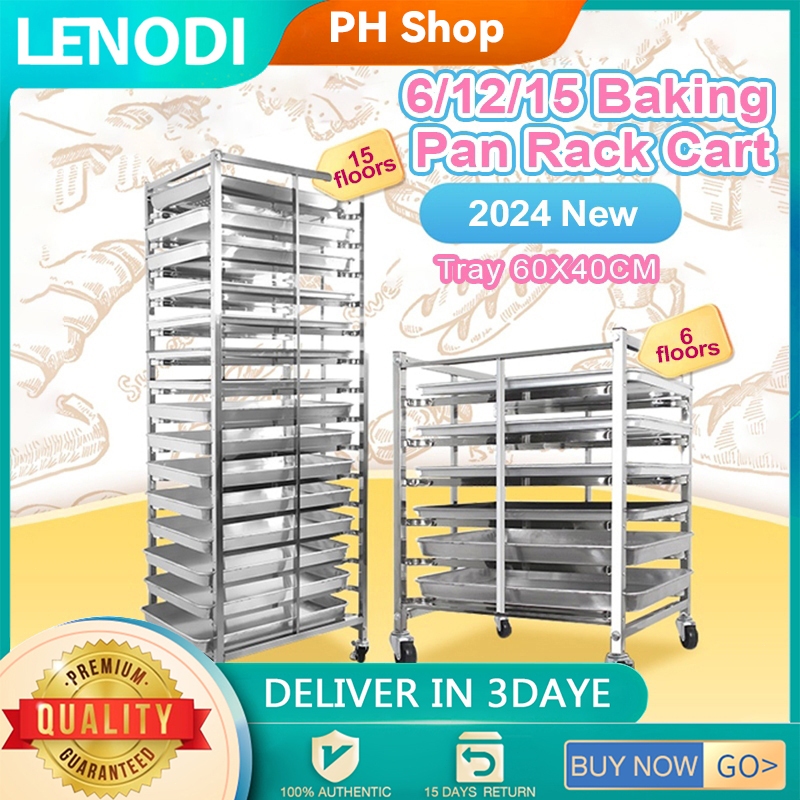 COD Stainless Steel Baking Tray Rack Car 6/12/15 Layers Baking Cake ...