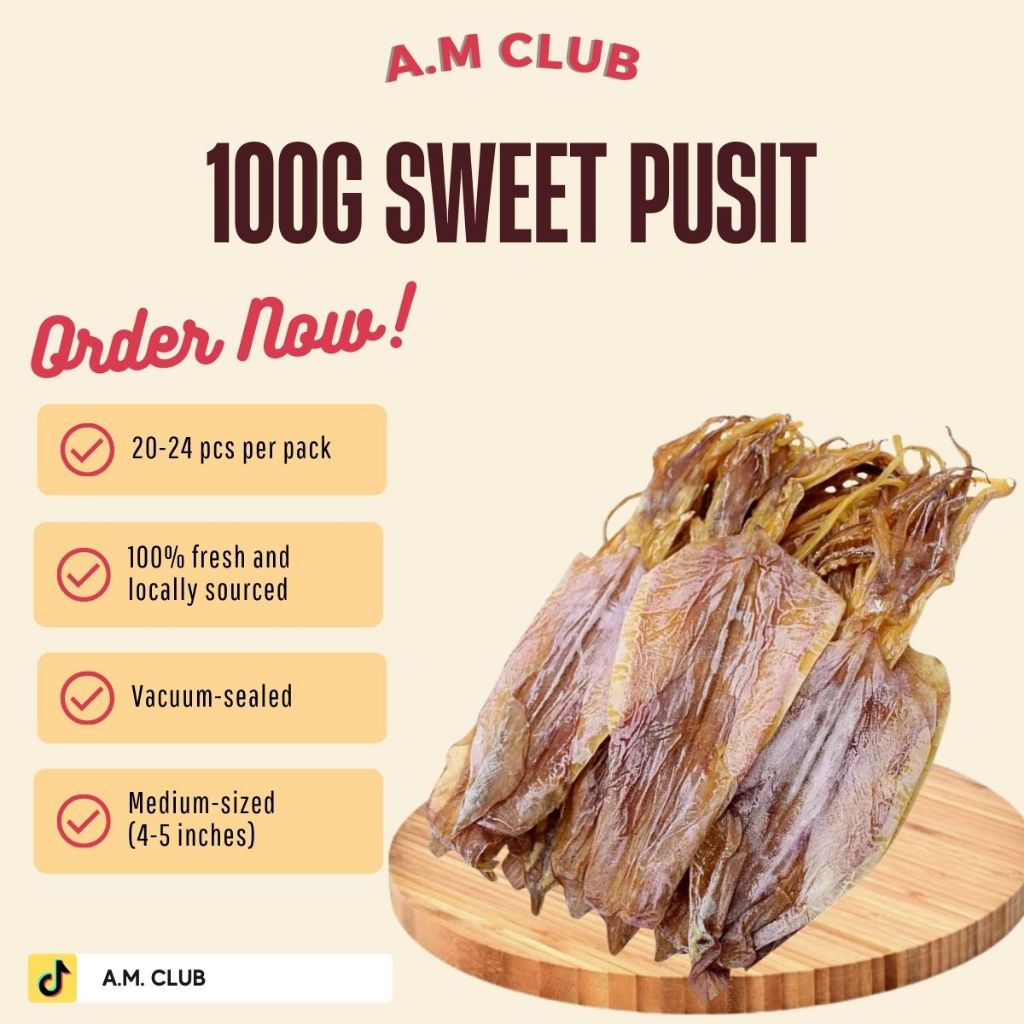 Sweet pusit 100 grams vacuum sealed Gensan Dried sweet pusit | Shopee ...