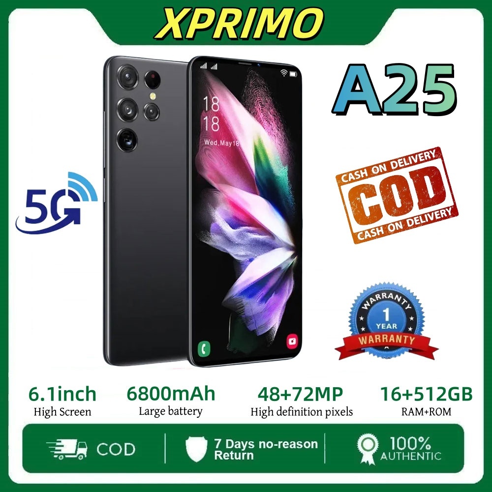 Smart Android Phone A25 5G 16GB+512GB 6800mAh Baterya 6.1-inch HD ...