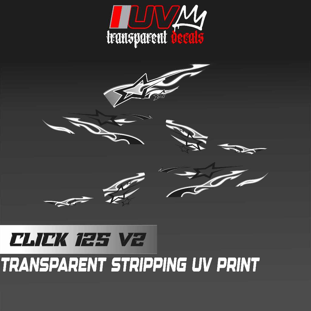 TRANSPARENT UV HONDA CLICK V2 RISING STAR DECALS | Shopee Philippines