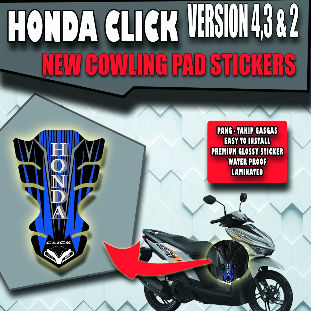 COWLING PAD STICKER FOR HONDA CLICK VERSION 4,3 AND VERSION 2 ...