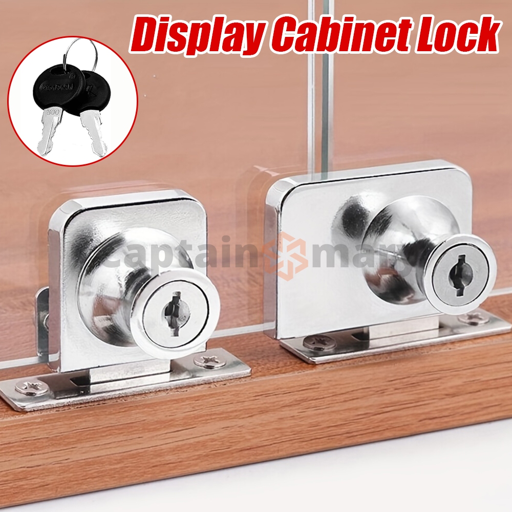 Single Double Glass Lock with Key Showcase Push Sliding Locks Zinc ...