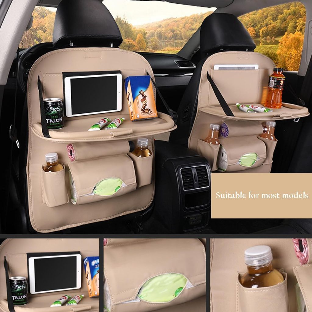 Car Seat Back Leather Organizer Multi Pocket Travel Storage Leather Car 