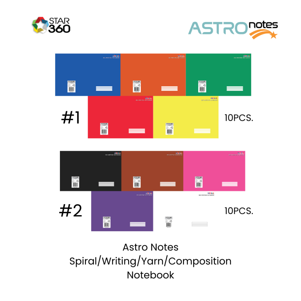 Astro Notes Writing Compo Spiral Yarn Color Coded 10pcs. Assorted ...