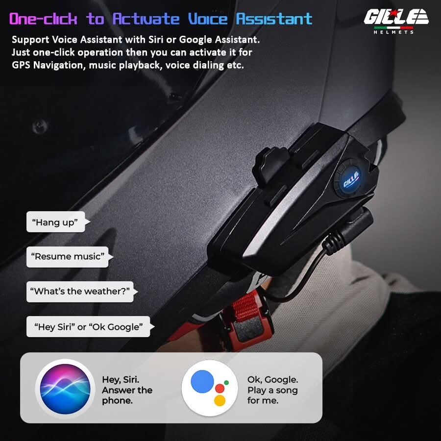 GILLE Official GP1 GP2 Intercom for Motorcycle Helmet Headset Bluetooth ...