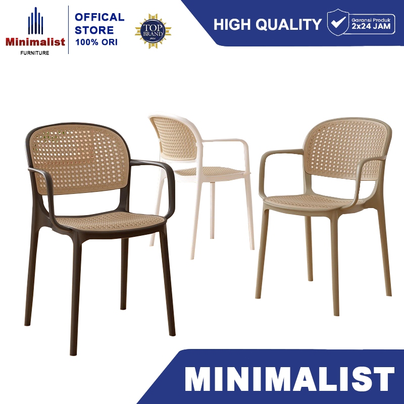 COD Plastic chair Rattan Plastic Back Chair Leisure Chair With Armrests ...