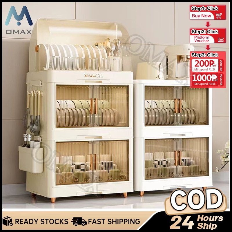 Dish Cabinet Kitchen Dish Rack Cupboard with Cover Drain Plate ...