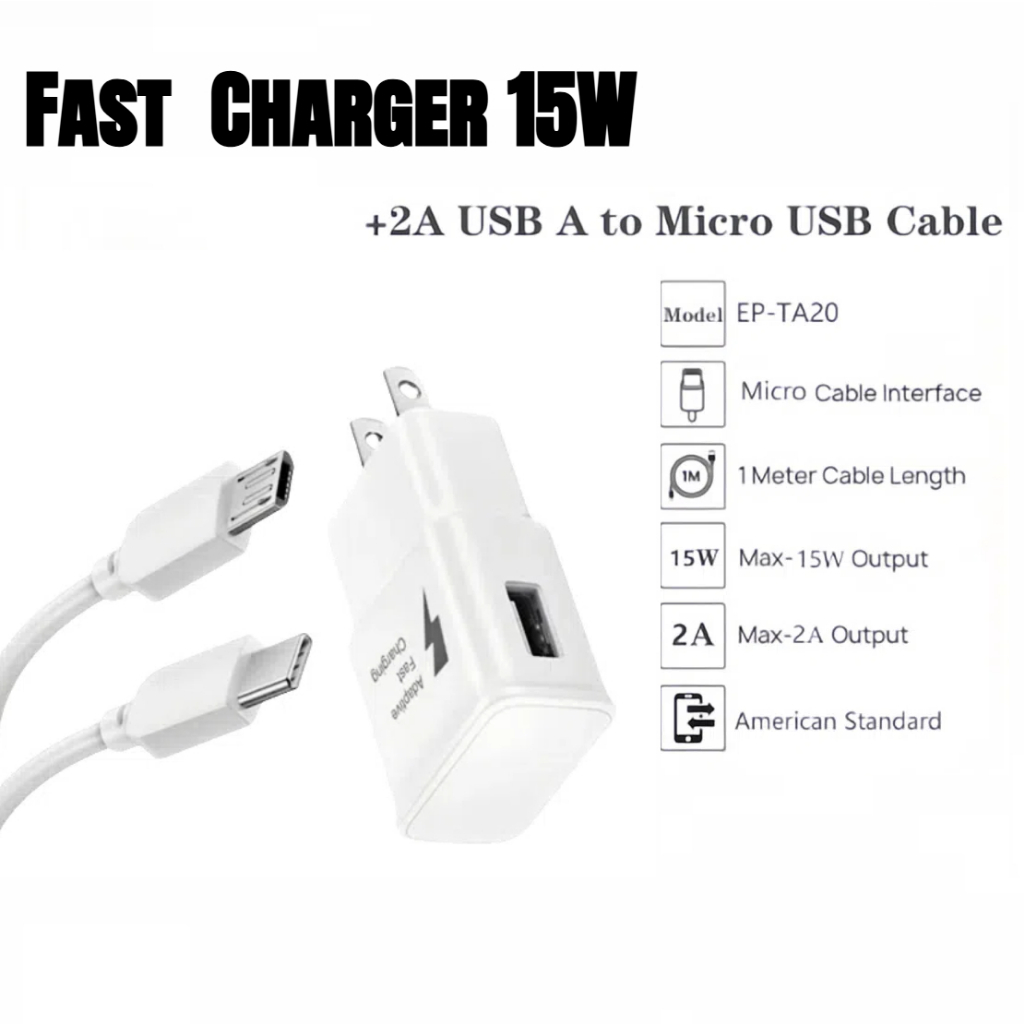 15W Fast Charger Usb Power Charger Adapter With Micro Usb Cable Type-c ...