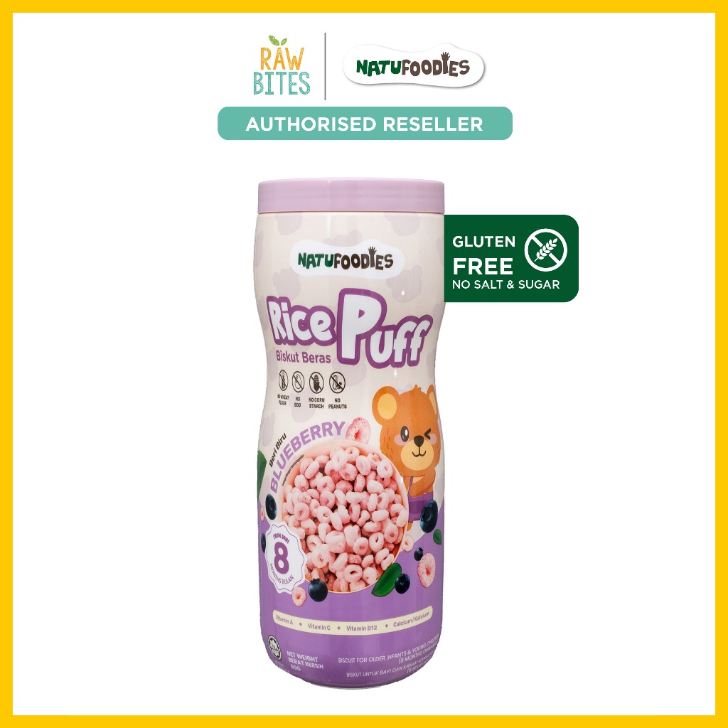 Natufoodies Baby Snack Rice Puff Blueberry 60g [8 mos+] (Gluten Free ...