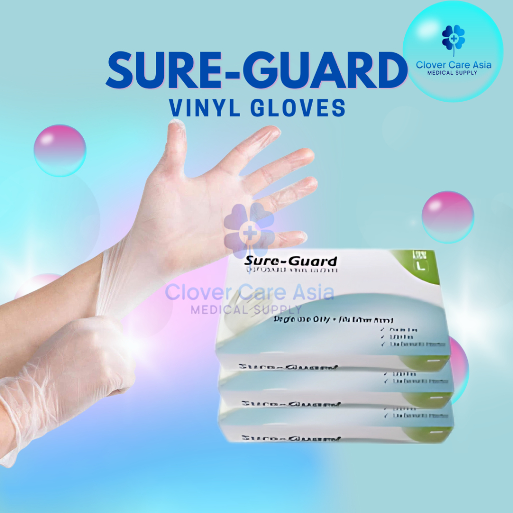 SURE-GUARD Vinyl Gloves Small | Medium | Large 100pcs / box | Shopee ...