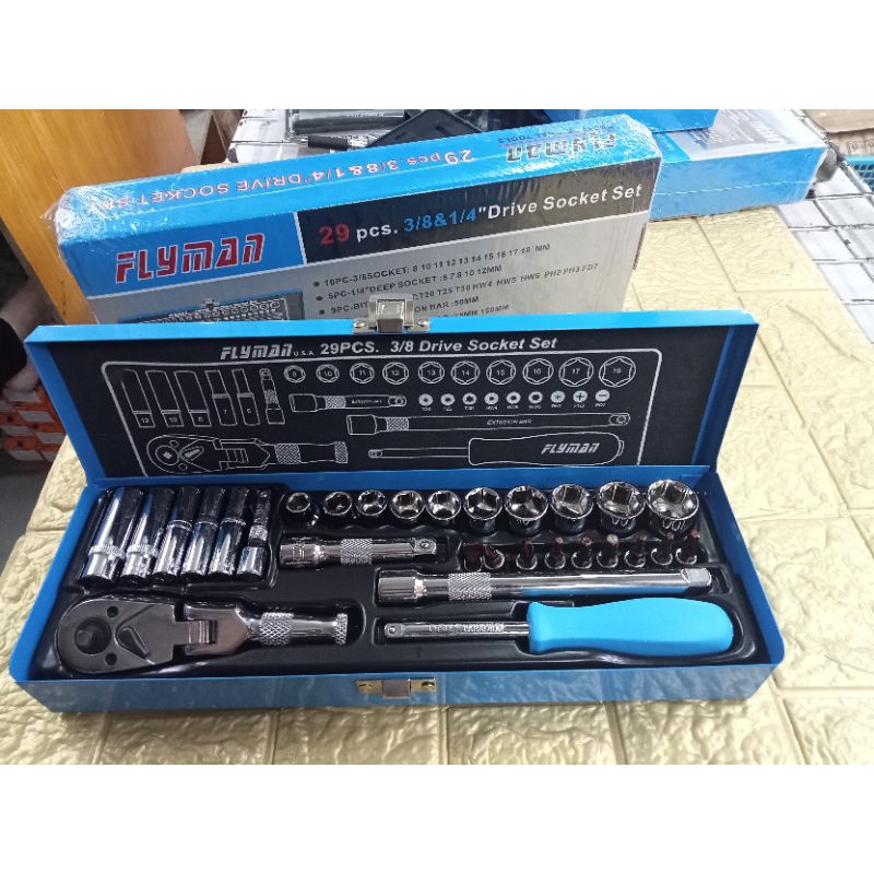Original Flyman 29pcs 3/8 &1/4drive Socket Set | Shopee Philippines
