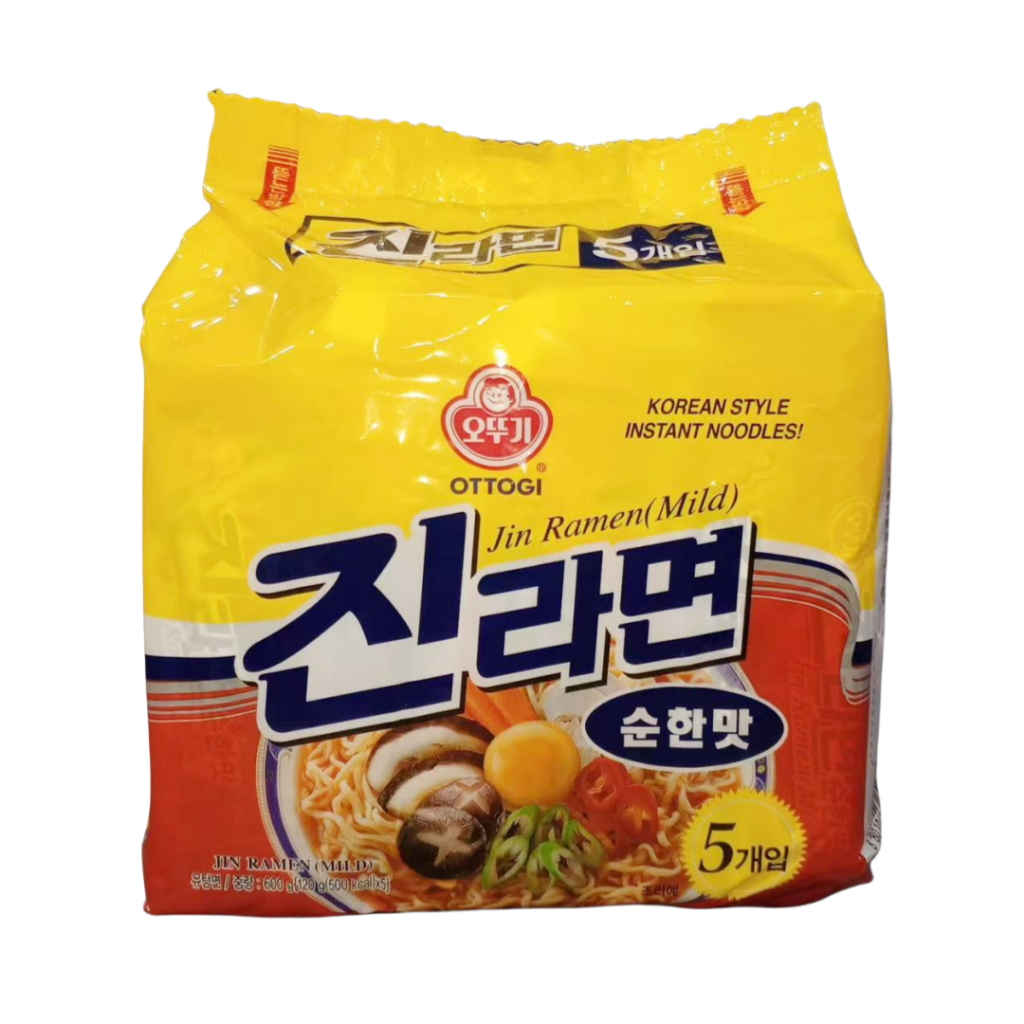 Ottogi Jin Ramen Noodle - Mild or Spicy - 600g (120gx5) - 5pcs/pck ...