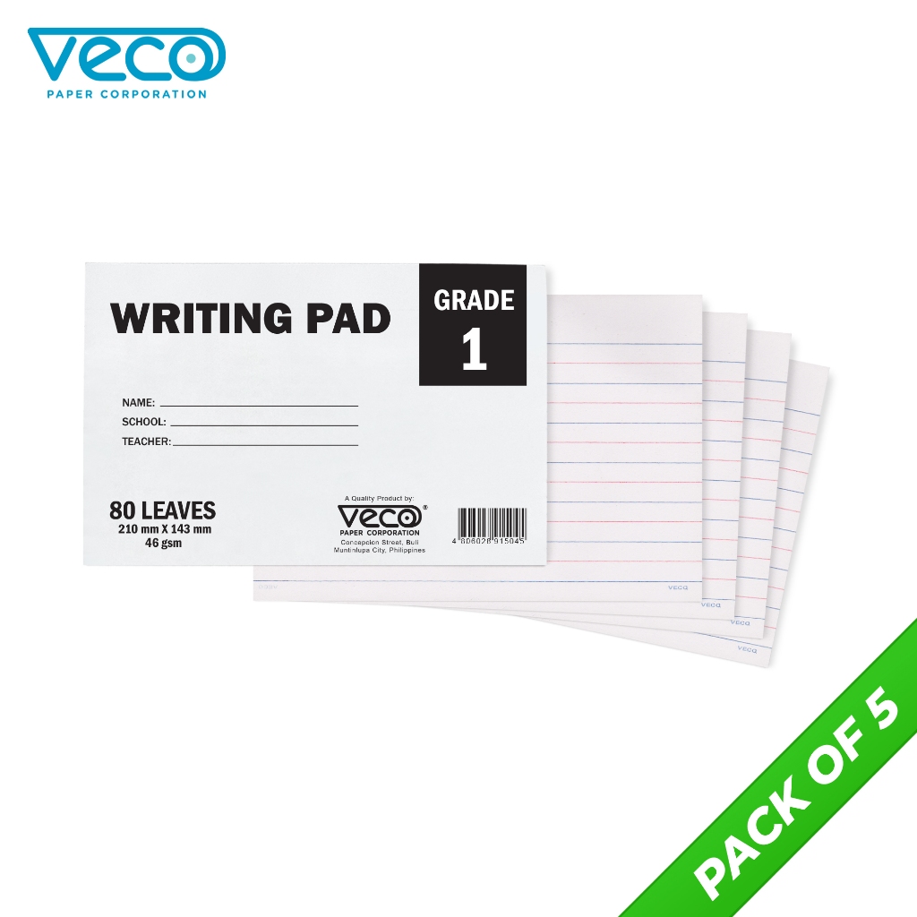 Veco Writing Pad Paper for Grade 1 80 leaves 46gsm (Available in:1pad ...