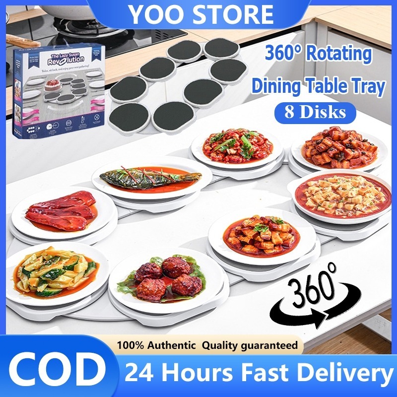 Rotating Dining Table Tray Portable Turntable Tray Set 360° Rotation ...
