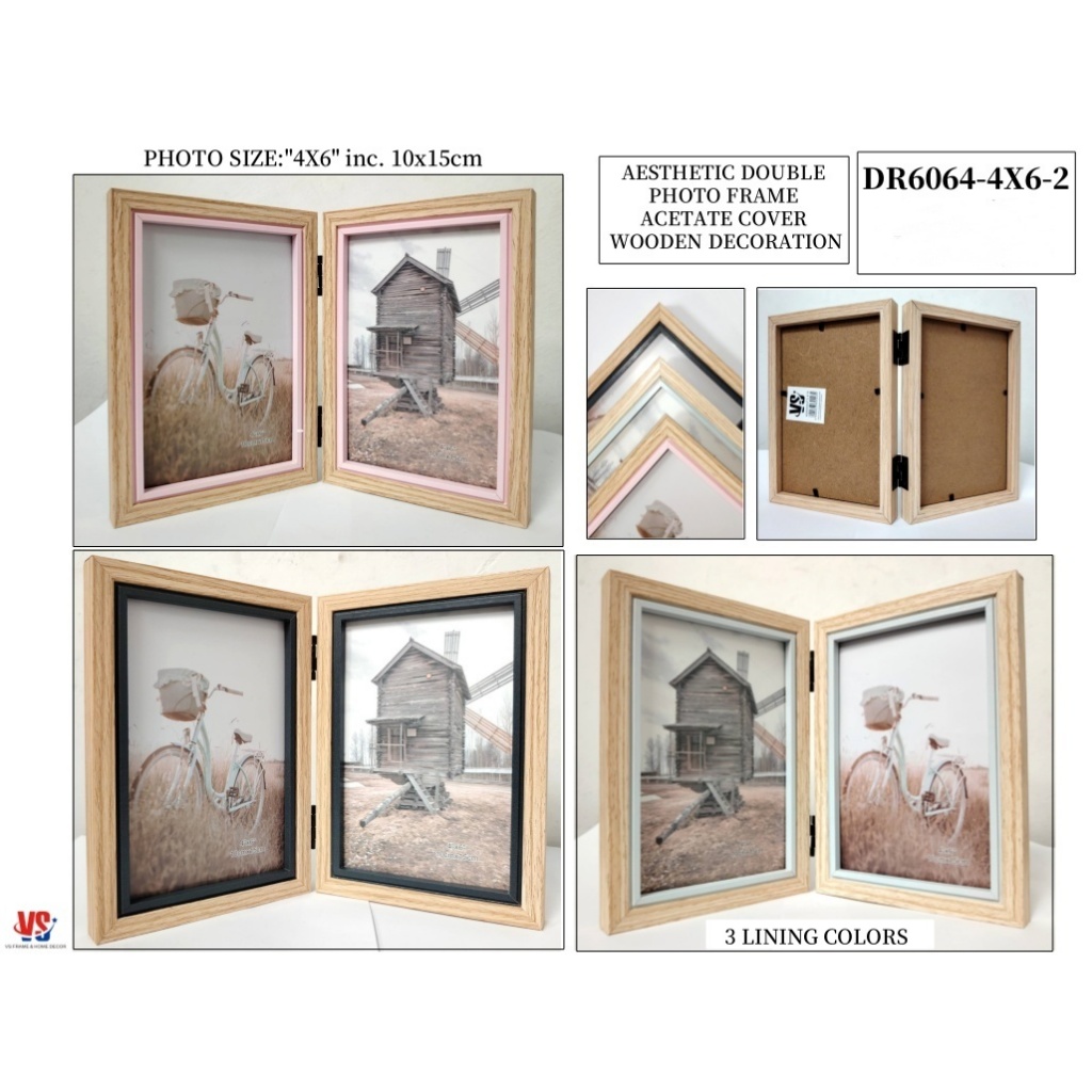 [VS] 2IN1 DOUBLE PHOTO FRAME AESTHETIC WOODEN,STAND VERTICALLY PHOTO ...