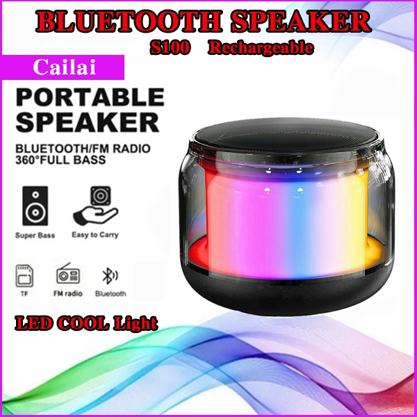 cailai# S100 Portable Mini LED Bluetooth Speaker Powerful Sound Dancing ...