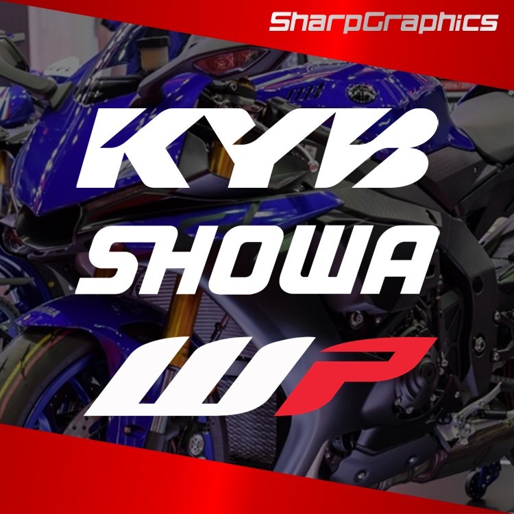 Showa Fork Stckers Decal Shock Suspenson Decals Set (Black-Whte)(9x6