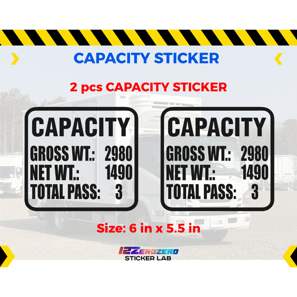CAPACITY MARKING STICKER 6 x 5.5 inches - WATERPROOF VINYL STICKER ...