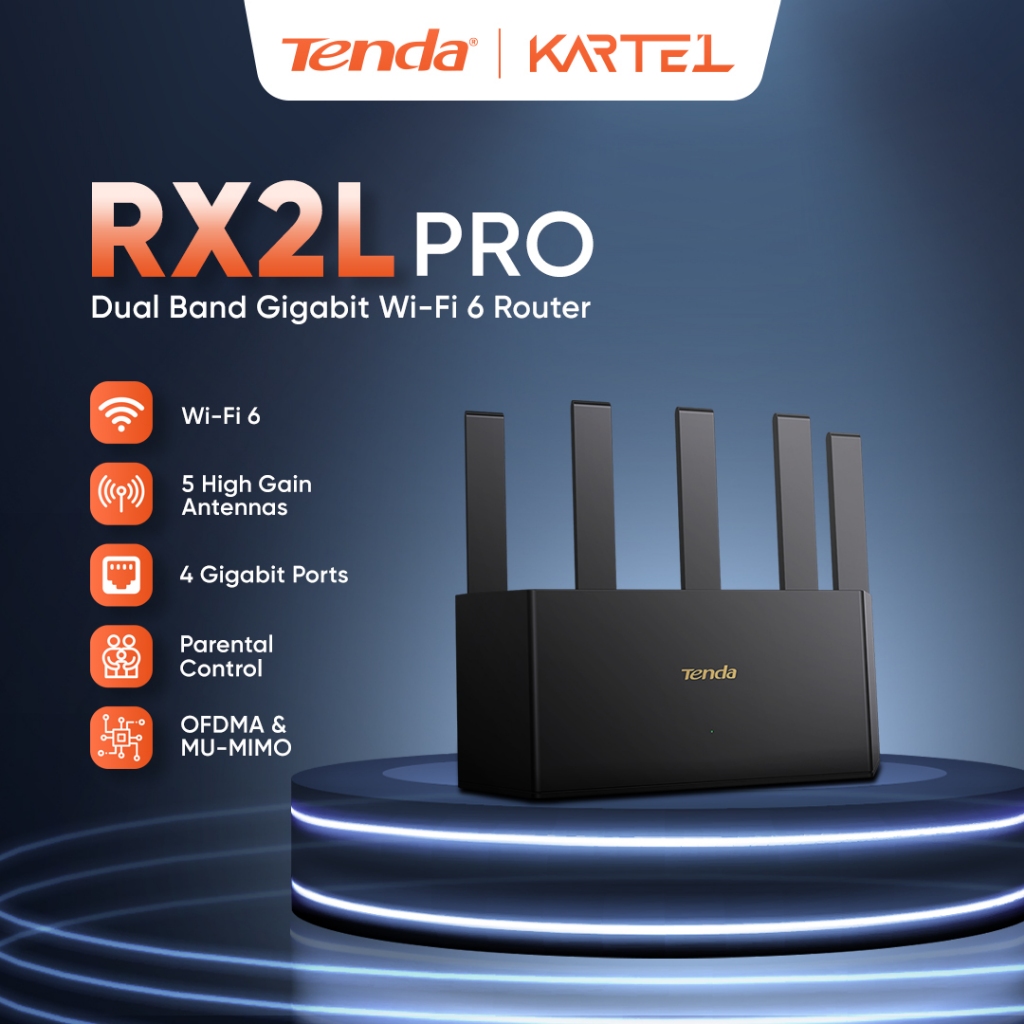 Tenda RX2L Pro AX1500 Wifi 6 Dual Band Gigabit Router | Parental ...