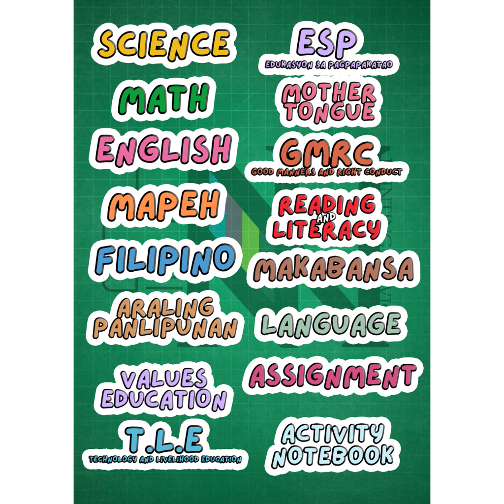 COLORFUL SUBJECT LABELS FOR NOTEBOOK | Shopee Philippines