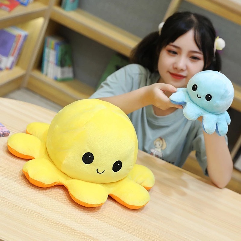 Plush Doll Soft Simulation Double-Sided Reversible Flip Stuffed Octopus ...