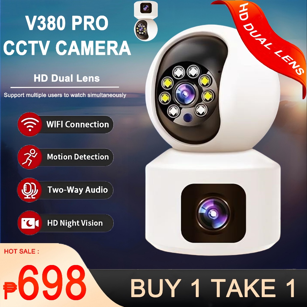 BUY 1 TAKE 1 V380 Pro 1080P HD CCTV Camera Connect Cellphone Dual Lens ...