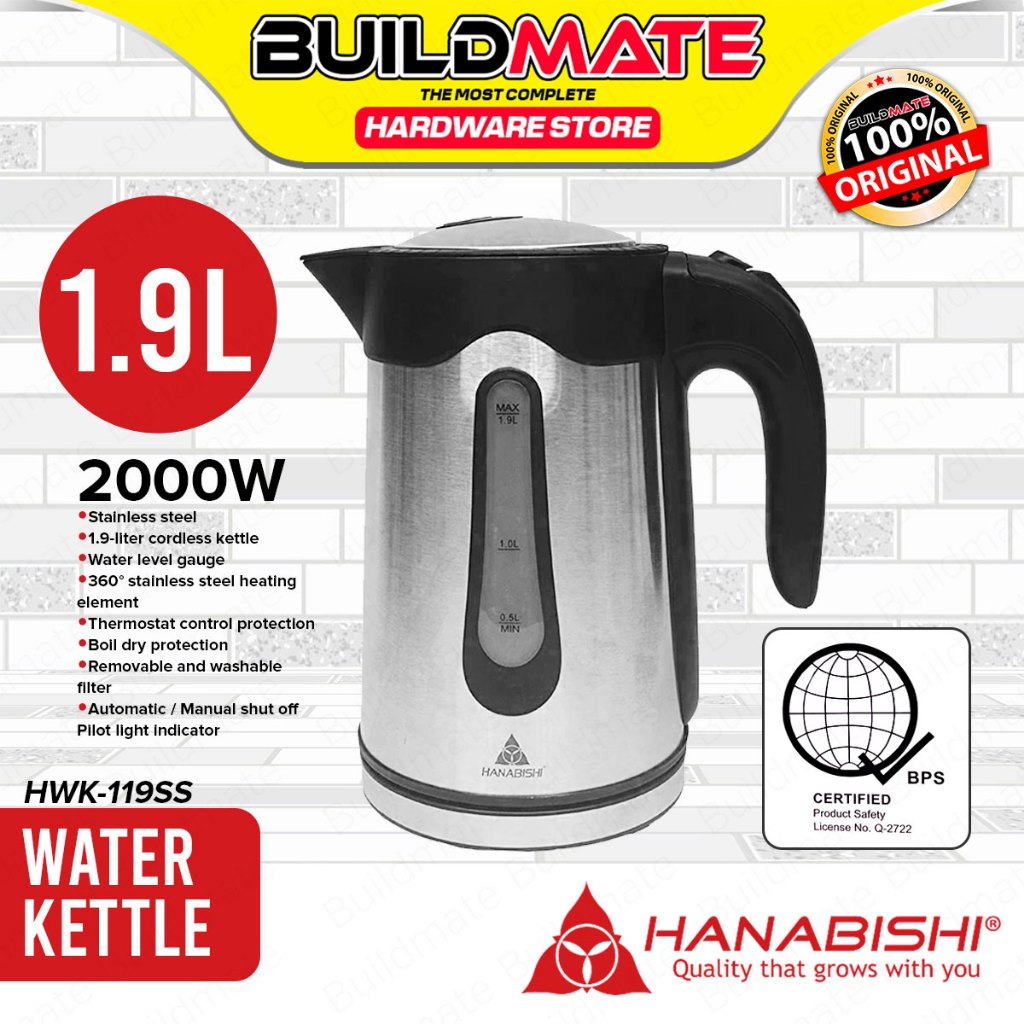 BUILDMATE Hanabishi Electric Stainless Water Kettle Water Heater Tea  Hot Water Boiler HWK-119SS