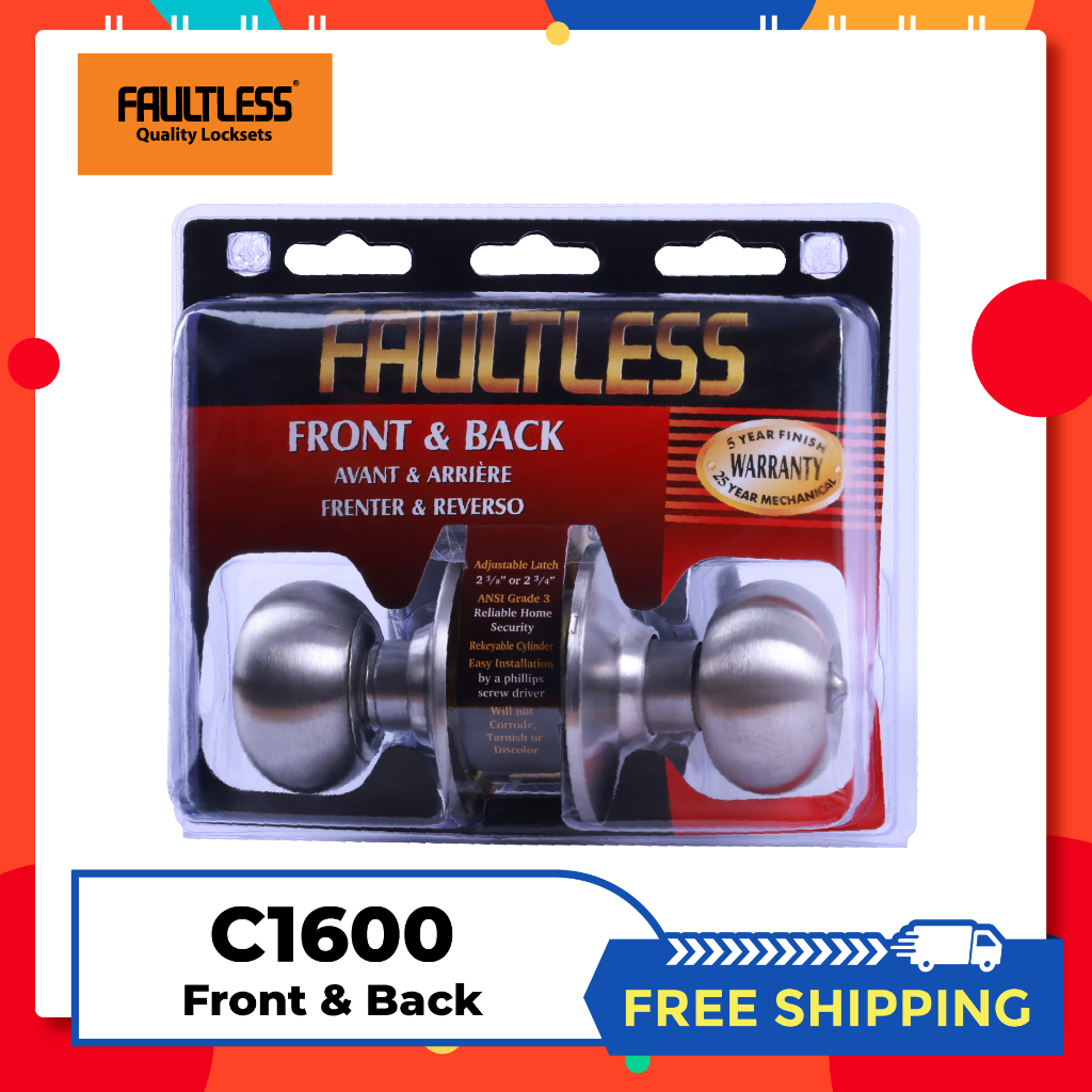 FAULTLESS TUBULAR KNOBSETS (DOORKNOBS With Key) | Shopee Philippines