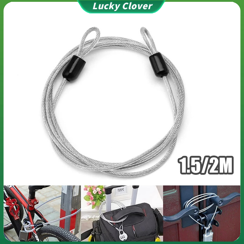1.5M/2M Bicycle Wire Rope Line Security Cable Lock Stainless Steel ...