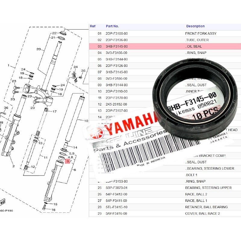 AHL Front Fork Shock Oil & Dust Seal Set - Compatible With Yamaha, Suzuki, Kawasaki, Honda Motorcycles