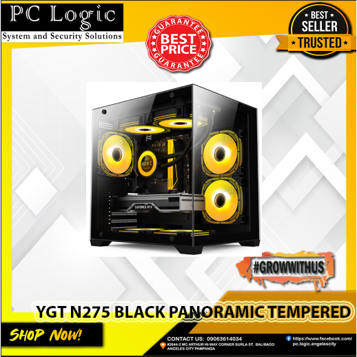YGT N275 BLACK PANORAMIC TEMPERED CASE MAXT,ITX SUPPORT ATX PSU ...