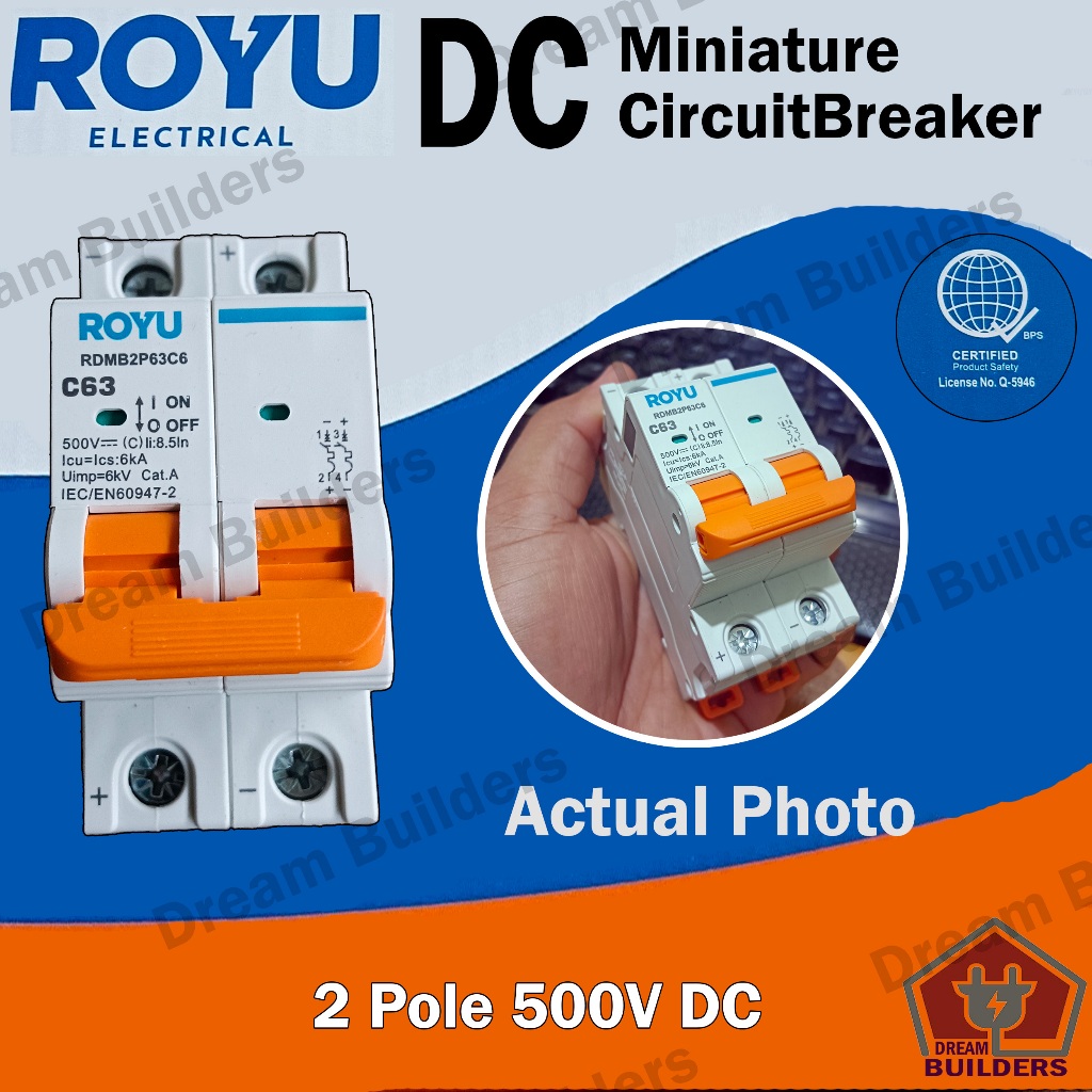 ROYU DC Miniature Circuit Breaker 2pole (16A - 63A ) Sold Separately ...