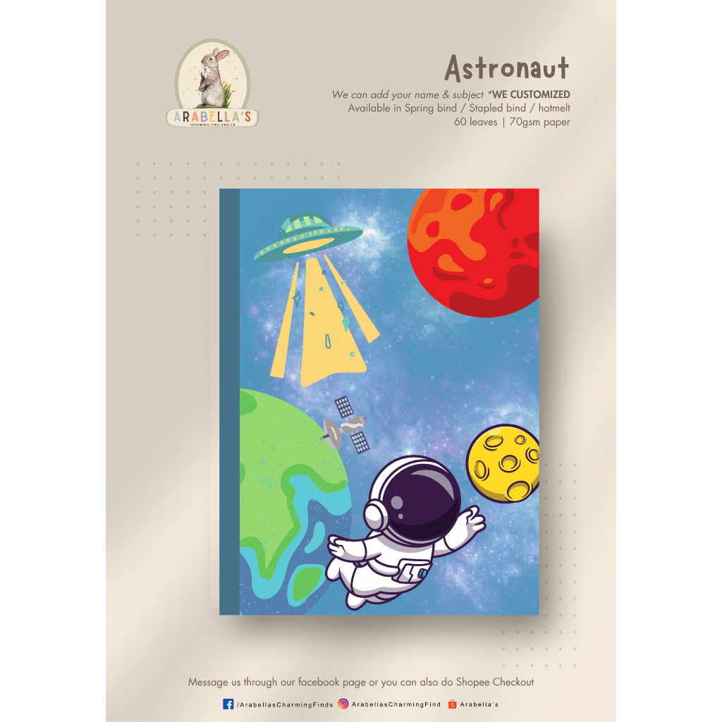 Astronaut Design STAPLED A5 Notebook | Composition / Writing | 60 ...