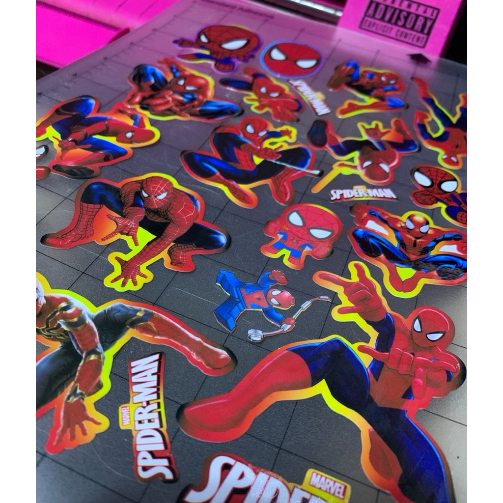 50+ pieces spiderman glossy laminated sticker (perfect for giveaways ...