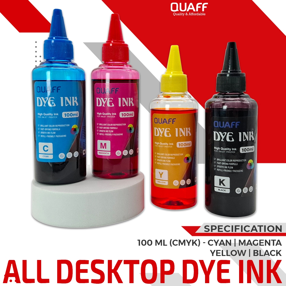 QUAFF Dye Ink for Inkjet Printer Universal Ink 100ml (Cyan - Magenta ...