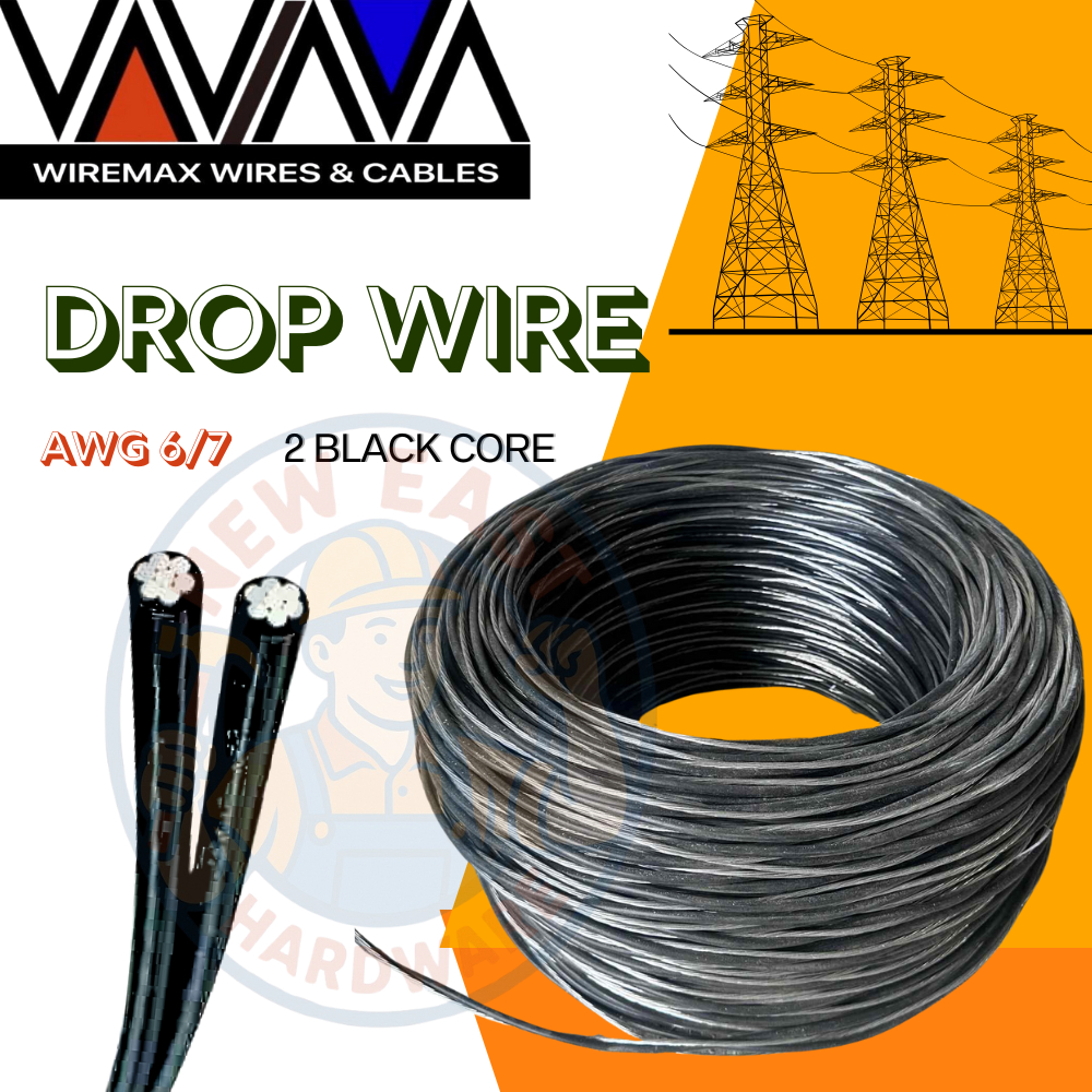 Wiremax Local Made Service Drop Wire ACSR Service Awg 6/7 14mm 2 BLACK ...