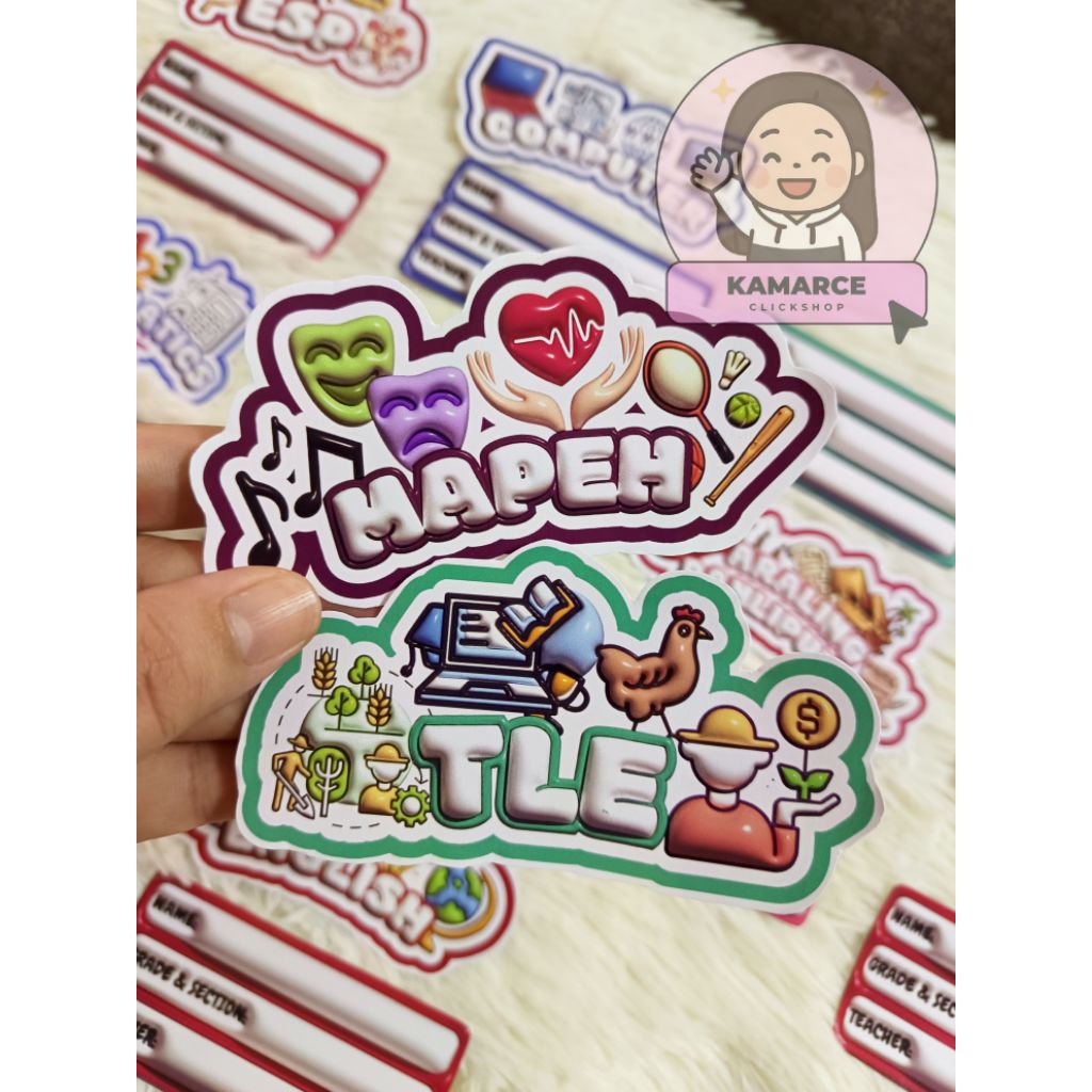 School Subject and Name Label Sticker | 3D Effect | Personalized ...