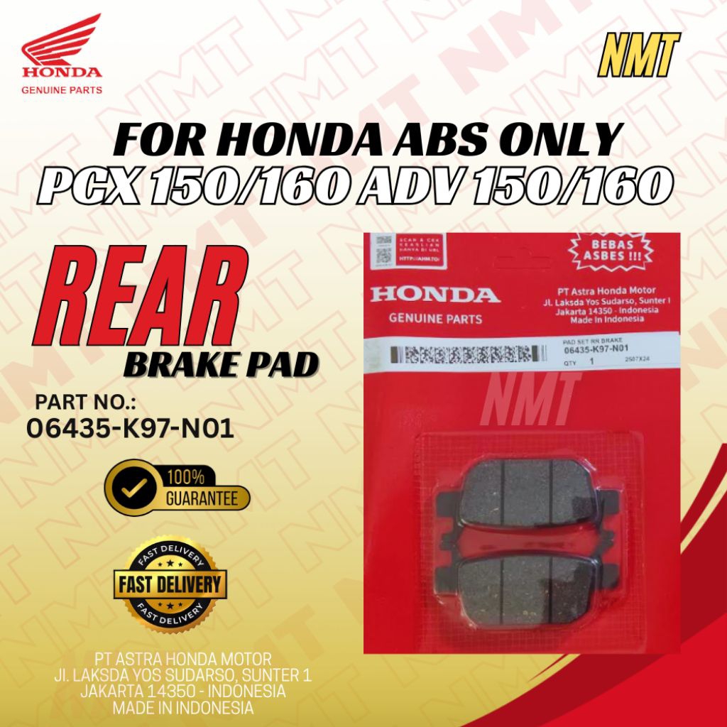 Honda ABS ONLY Rear Brake Pad Pcx 150/160 Adv 150/160 | Shopee Philippines